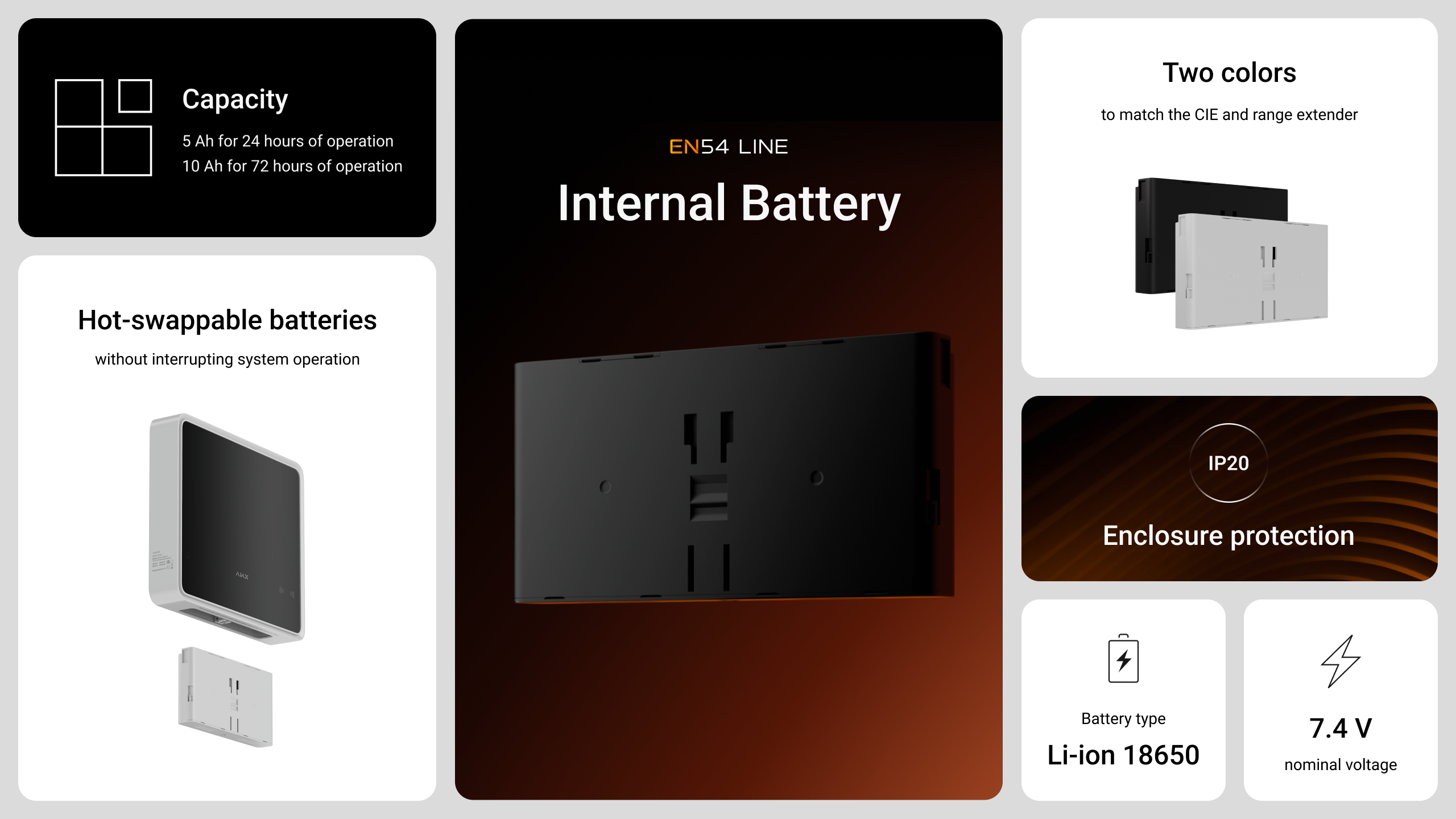 EN54 Internal Battery (24h) schwarz EN54 Internal Battery (72h) weiß