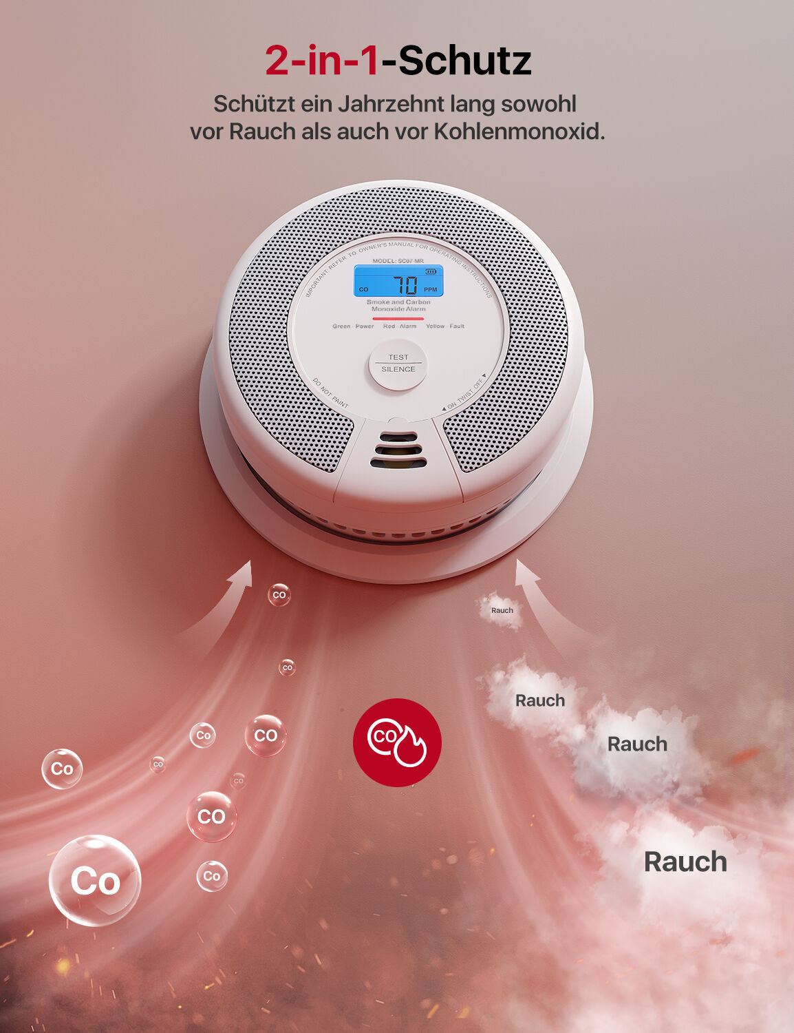 X-Sense SC07-MR Funk-Rauch- & CO-Melder mit LCD X-Sense SC07-WX WLAN Rauch- & CO-Melder mit App