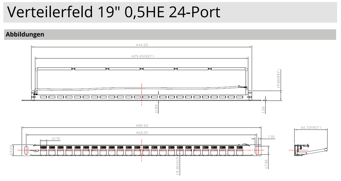 EPS Verteilerfeld 19" 0,5HE 24-Port aus Metall EPS Verteilerfeld 19" 0,5HE 24-Port aus Metall Detailansicht Bild 2 | EPS