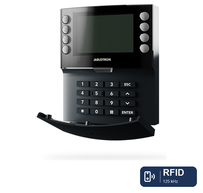 Jablotron_JA-115E-AN_RFID_Badge.png JA-115E-AN Bus Viersegmenttastatur mit Display und RFID-Leser - anthrazit