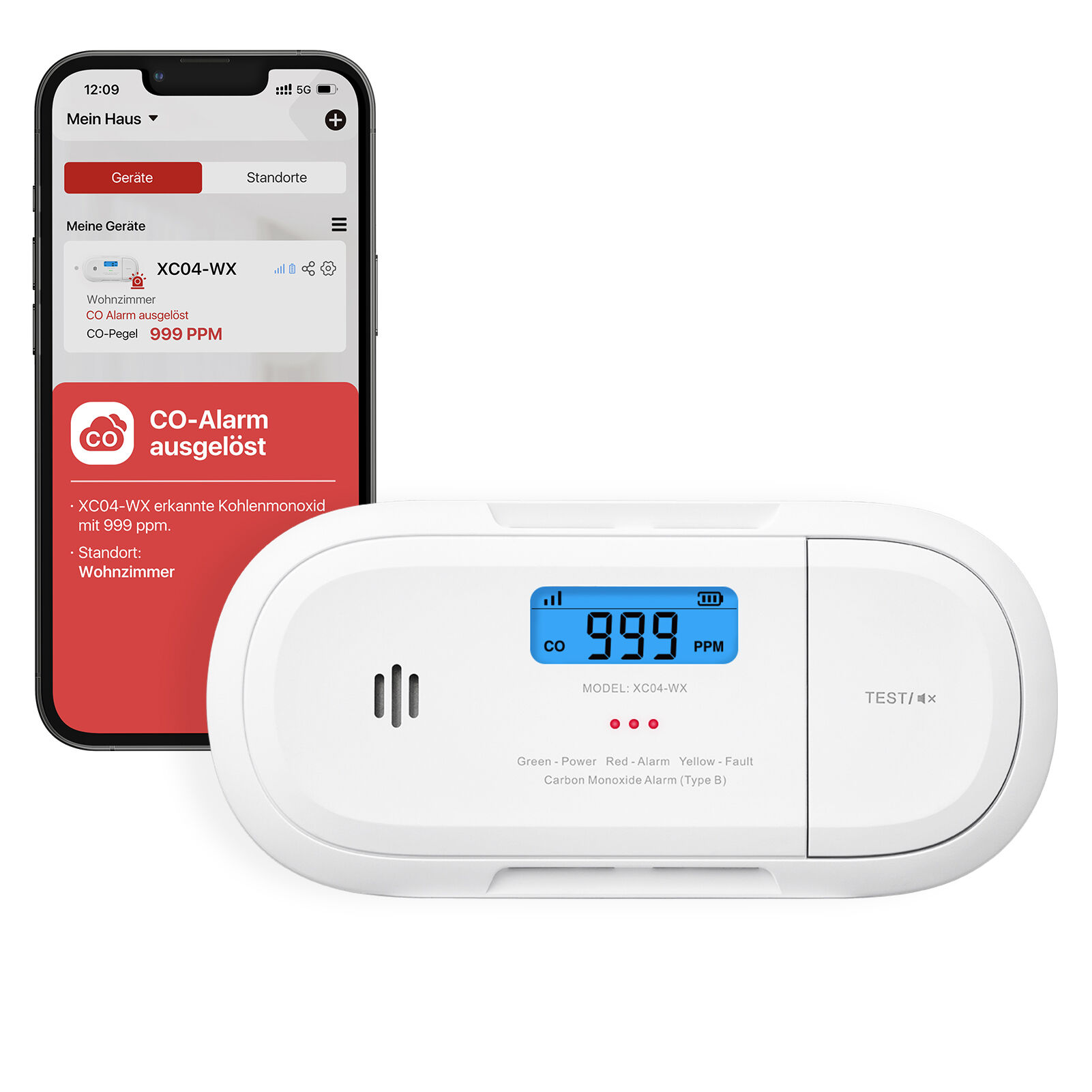 X-Sense XC04-WX WLAN-CO-Melder mit App & LCD X-Sense XC04-WX WLAN-CO-Melder mit App & LCD