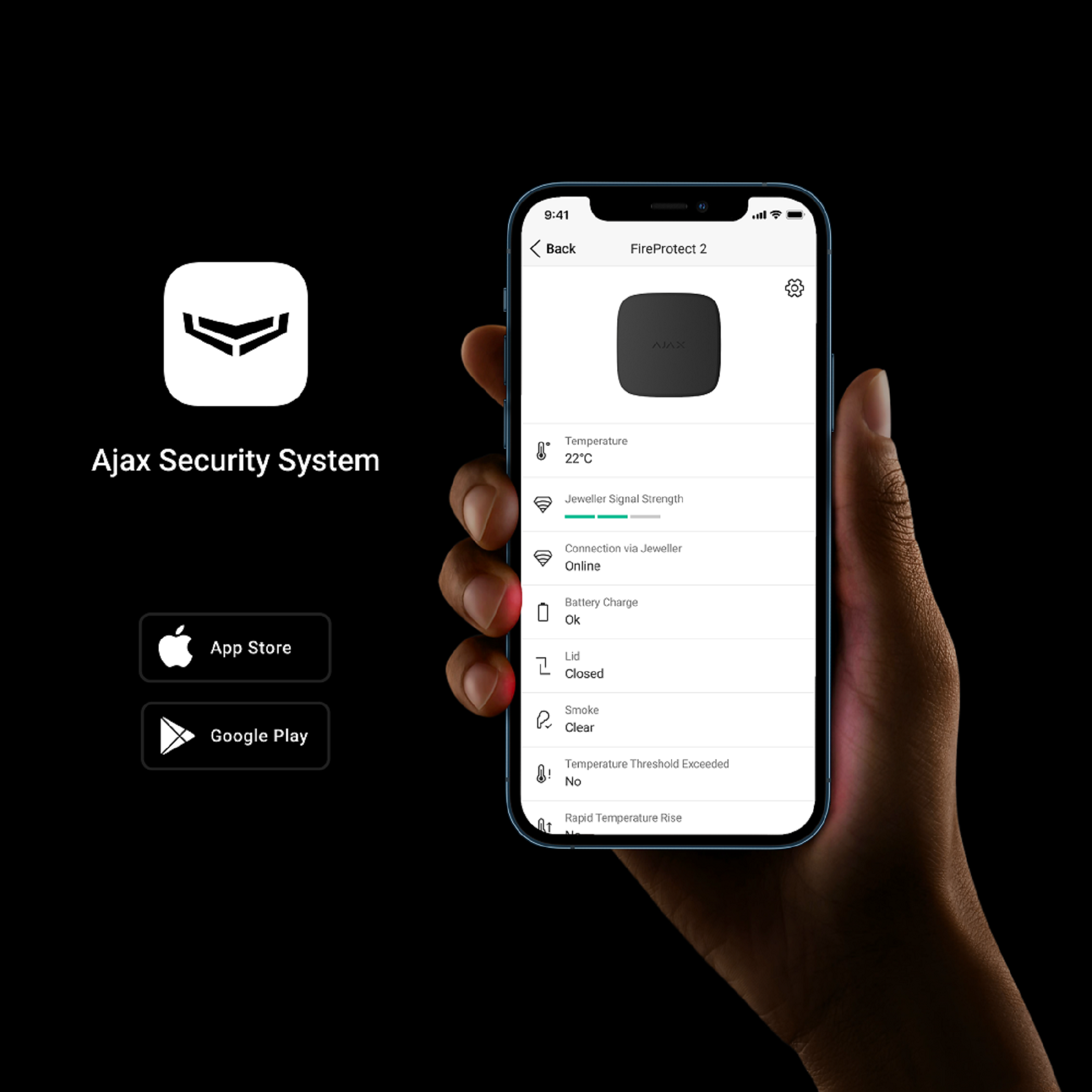Ajax FireProtect 2 RB (Heat/Smoke/CO) Schwarz Detailansicht Bild 2 | EPS