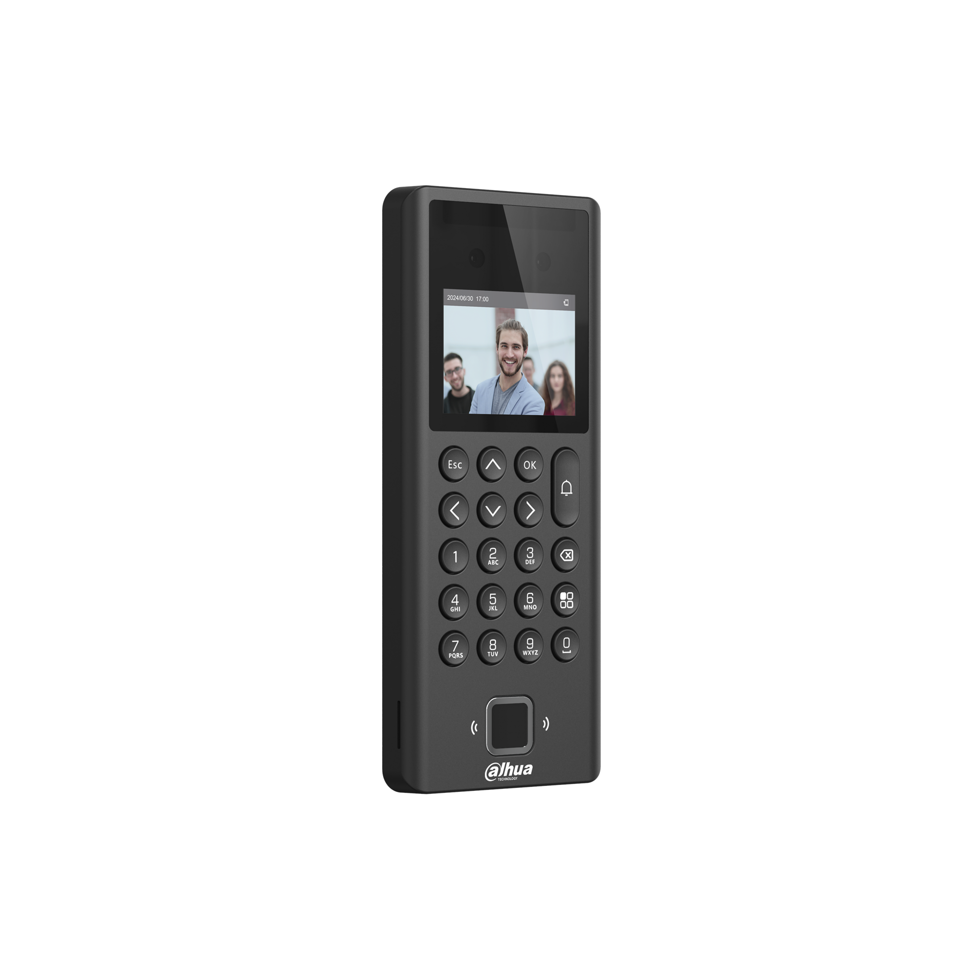 Dahua_ASI3204E-DW_Schwarz_2_45Rechts.png D-ASI3204E-DW Zutrittsterminal Gesicht/Fingerprint/RFID/PIN