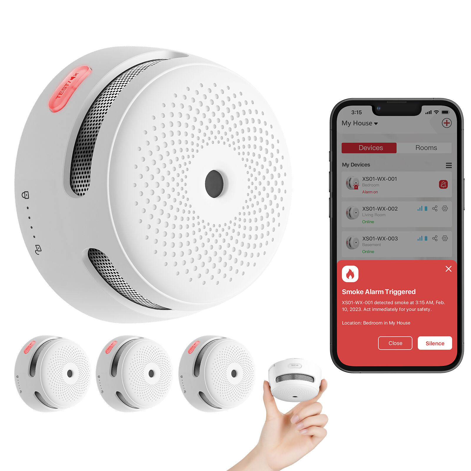 X-Sense XS01-WX WLAN-Rauchmelder, App-Steuerung X-Sense XS01-WX WLAN-Rauchmelder, App-Steuerung