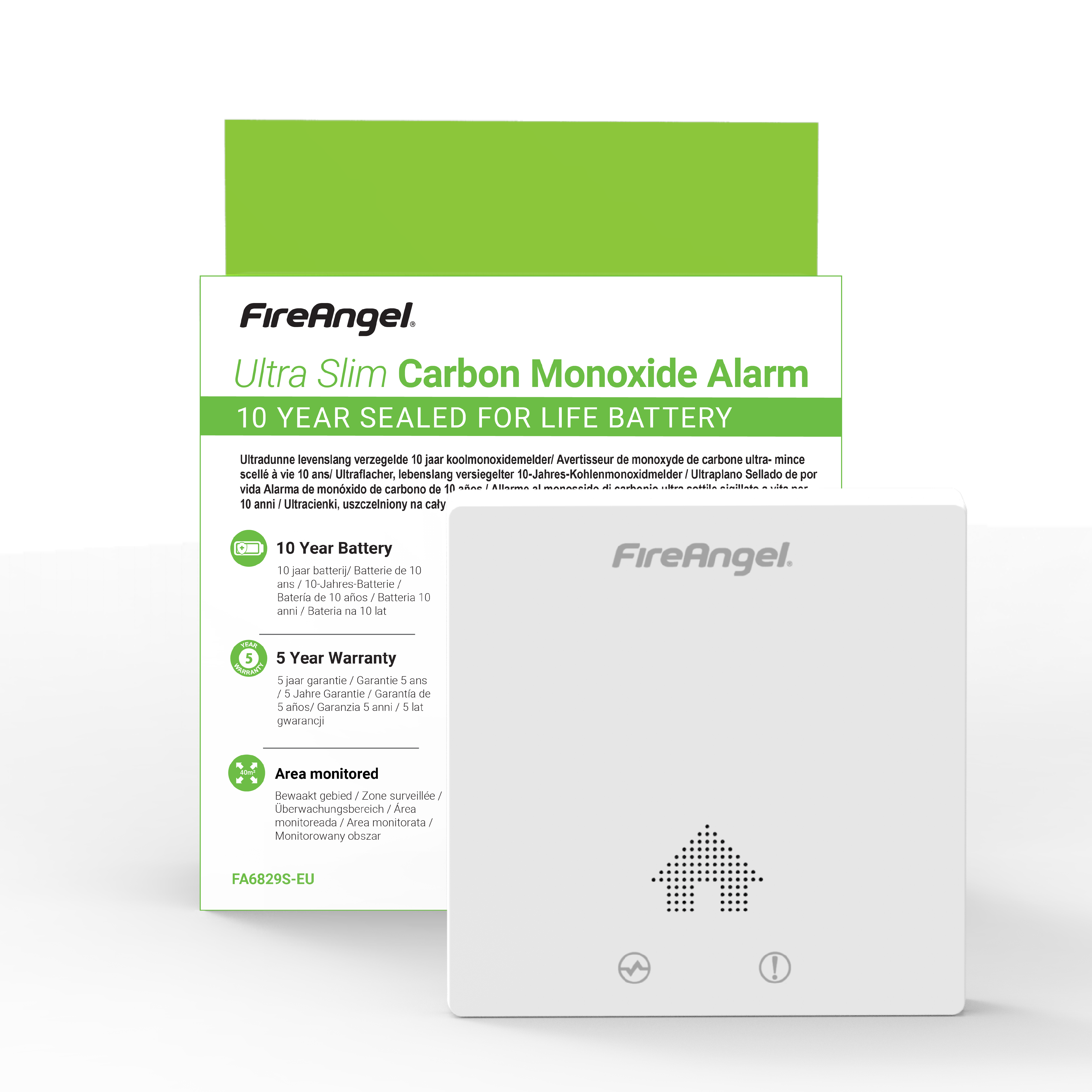 FireAngel FA-6829S-EUX10 Utraflacher Kohlenmonoxidwarnmelder Detailansicht Bild 2 | EPS