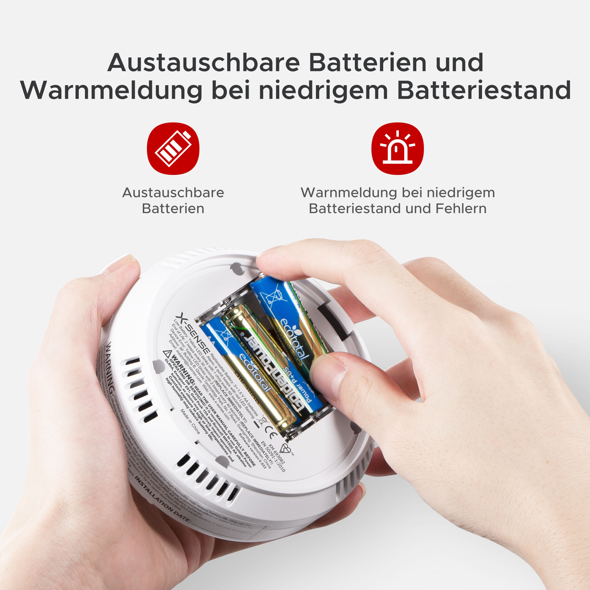 X-Sense CO03D CO-Melder mit LCD, austauschbare Batterie
