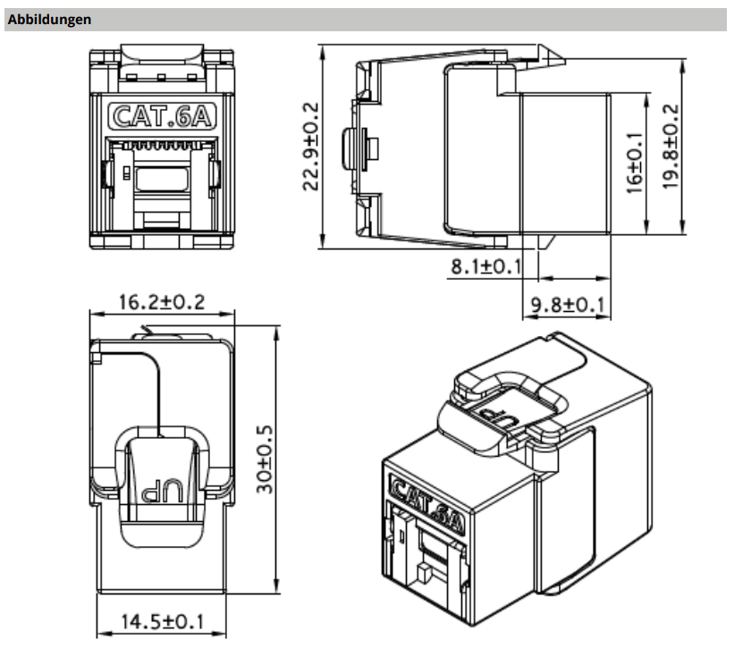 EPS RJ45 Shortbody Keystone STP, Cat.6A 500MHz mit integriertem Shutter EPS RJ45 Shortbody Keystone STP, Cat.6A 500MHz mit integriertem Shutter Detailansicht Bild 5 | EPS