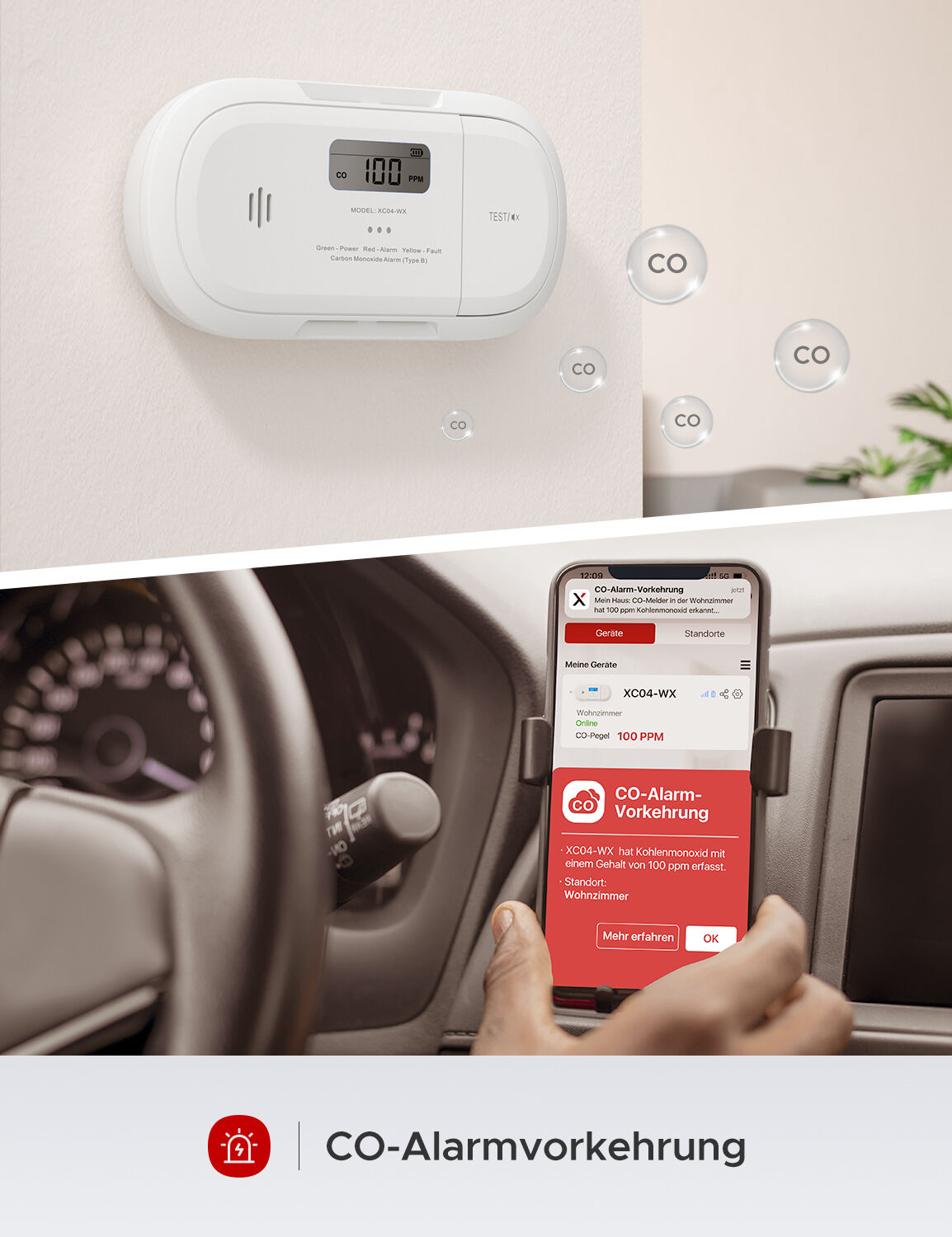 X-Sense XC04-WX WLAN-CO-Melder mit App & LCD