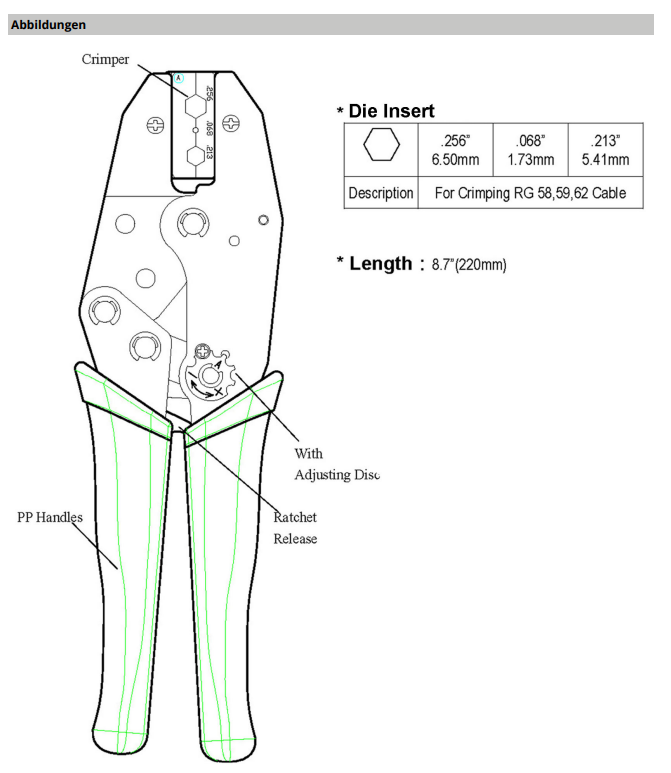 EPS Handcrimpzange für RG58/RG59/RG62 | EPS