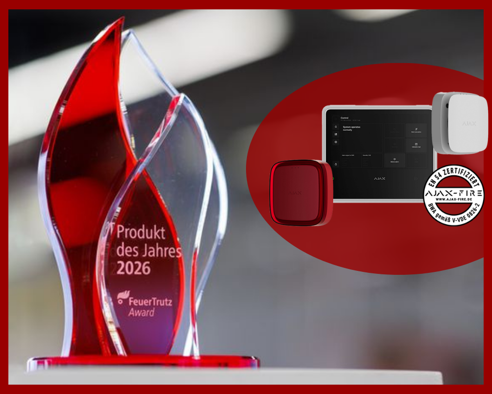 FeuerTrutz Award 2026 – Produkt des Jahres für die AJAX Funk-Brandwarnanlage