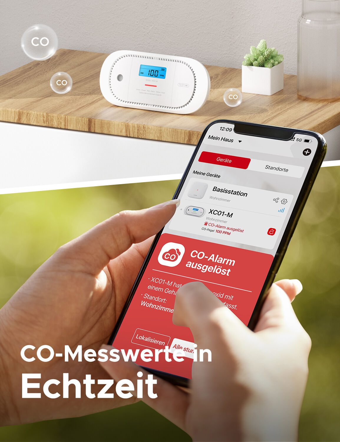 X-Sense XC01-M Funk-CO-Melder mit App & LCD