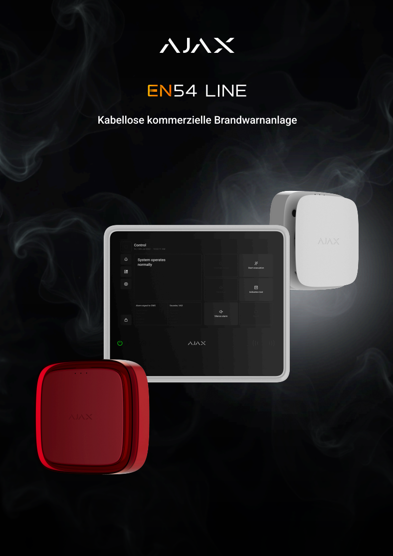 Ajax-Fire Broschüre: EN54 Line Kabellose kommerzielle Brandwarnanlage Ajax-Fire Broschüre: EN54 Line Kabellose kommerzielle Brandwarnanlage | EPS