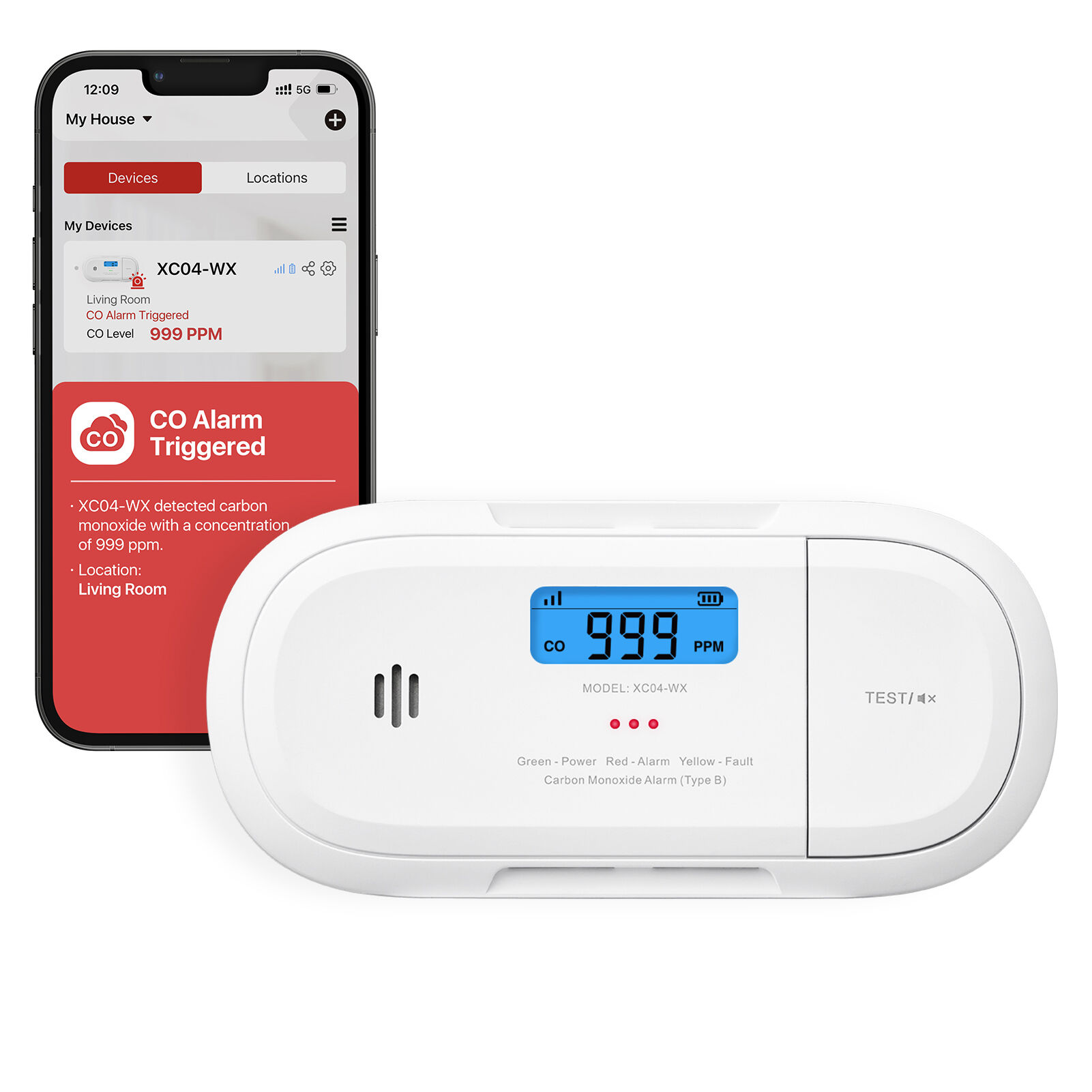 X-Sense XC04-WX WLAN-CO-Melder mit App & LCD