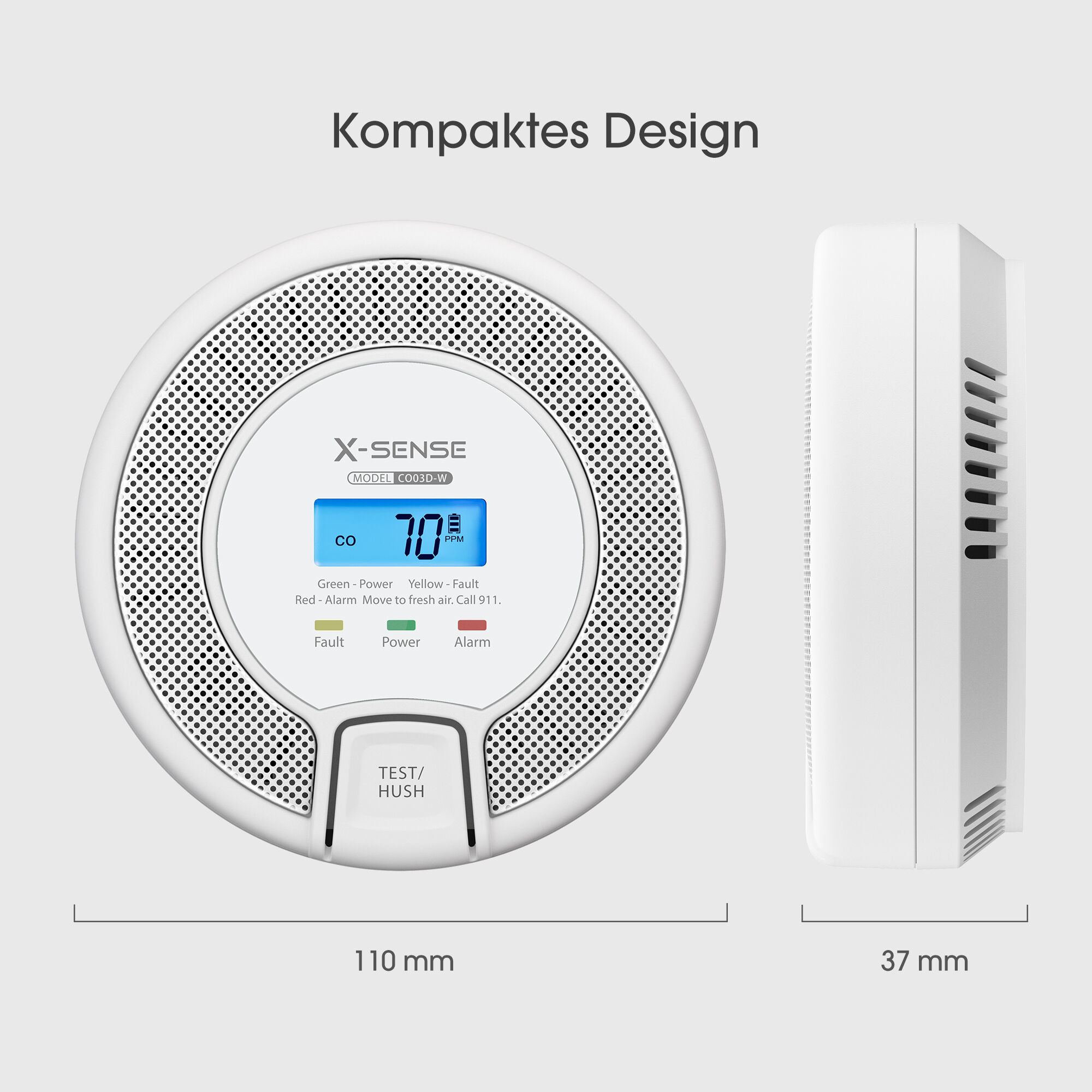 X-Sense CO03D-W Funk-CO-Melder mit LCD-Display X-Sense CO03D-W Funk-CO-Melder mit LCD-Display
