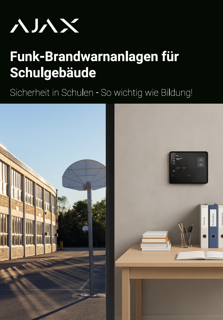 Broschüre: Funk-Brandwananlage für Schulgebäude