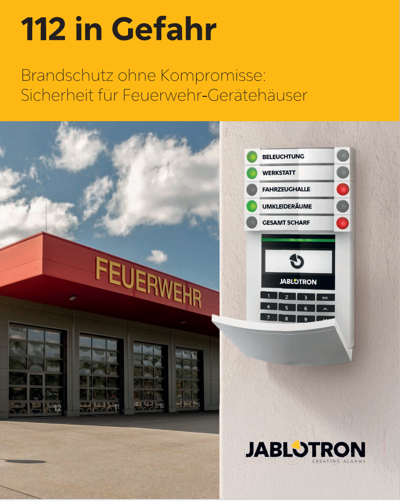 Jablotron 112 in Gefahr – Jablotron Flyer zu Sicherung von Feuerwachen Jablotron 112 in Gefahr – Jablotron Flyer zu Sicherung von Feuerwachen | EPS