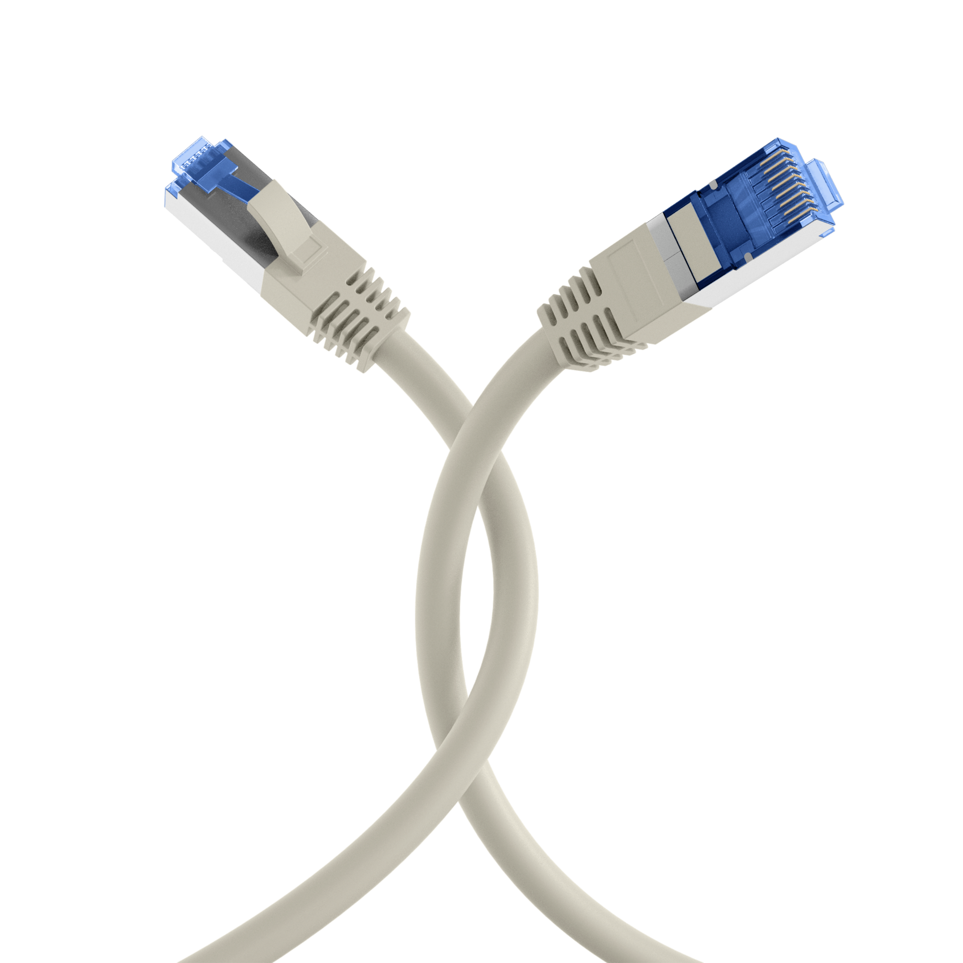 Kopie von RJ45 Patchkabel Cat.6A S/FTP TPE Cat.7 Rohkabel grau 1m #1 RJ45 Patchkabel Cat.6 S/FTP LSZH grau 1m
