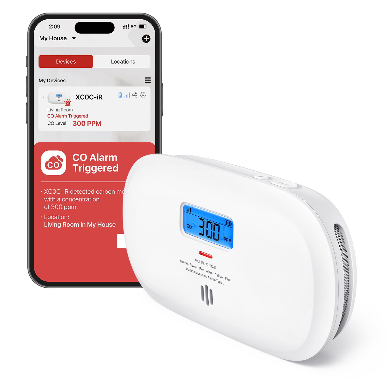 X-Sense XC0C-iR WLAN-CO-Melder mit App-Steuerung